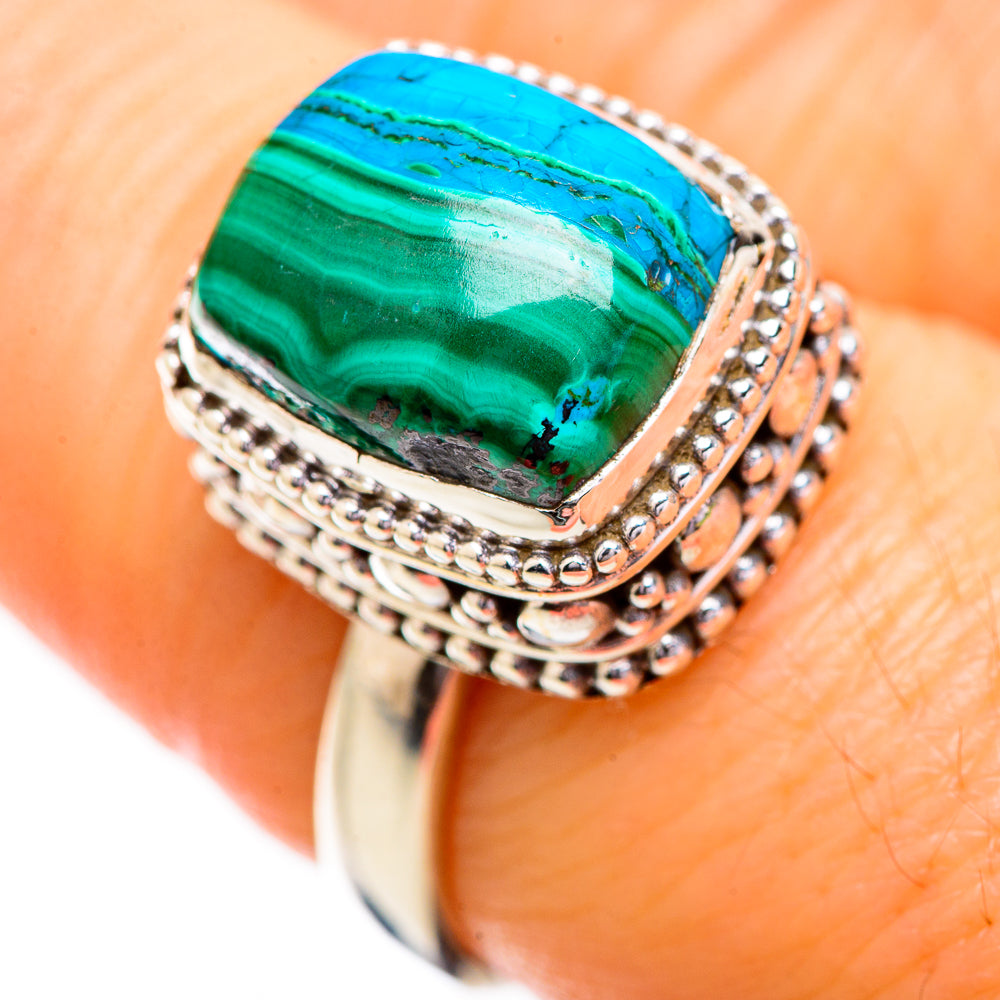 Malachite In Chrysocolla Rings handcrafted by Anasilvercos - RING129623
