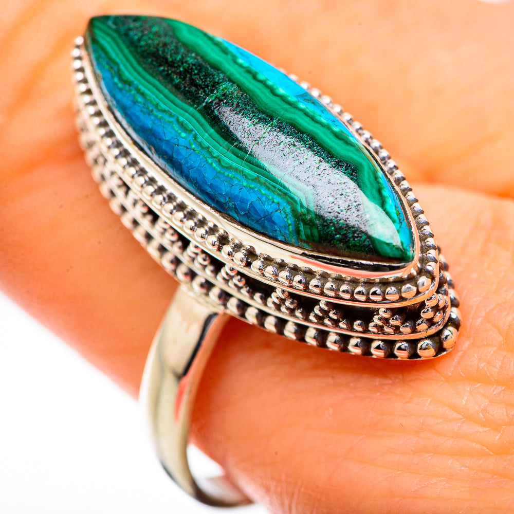 Malachite In Chrysocolla Rings handcrafted by Anasilvercos - RING129625