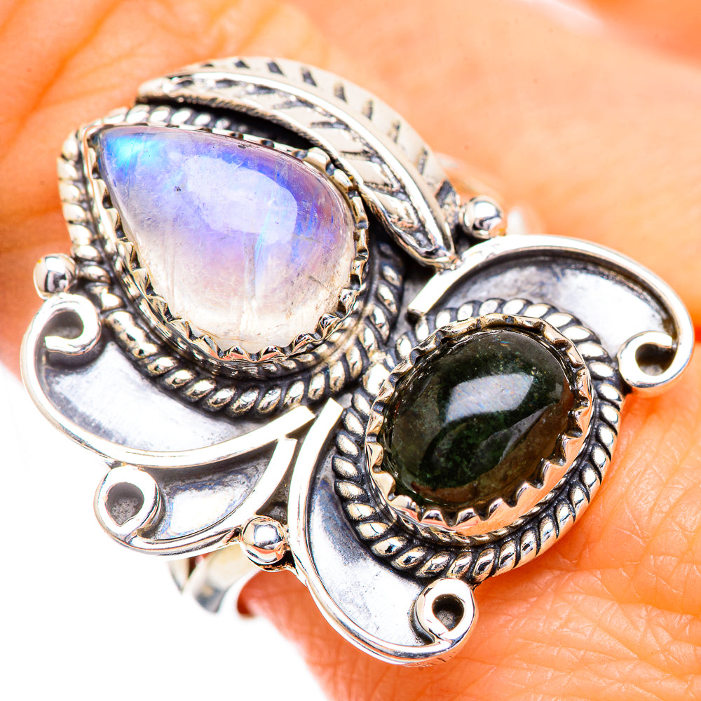 Rainbow Moonstone Rings handcrafted by Anasilvercos - RING129631