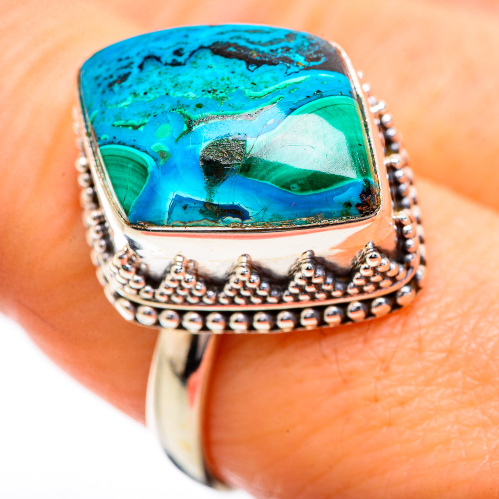 Malachite In Chrysocolla Rings handcrafted by Anasilvercos - RING129650