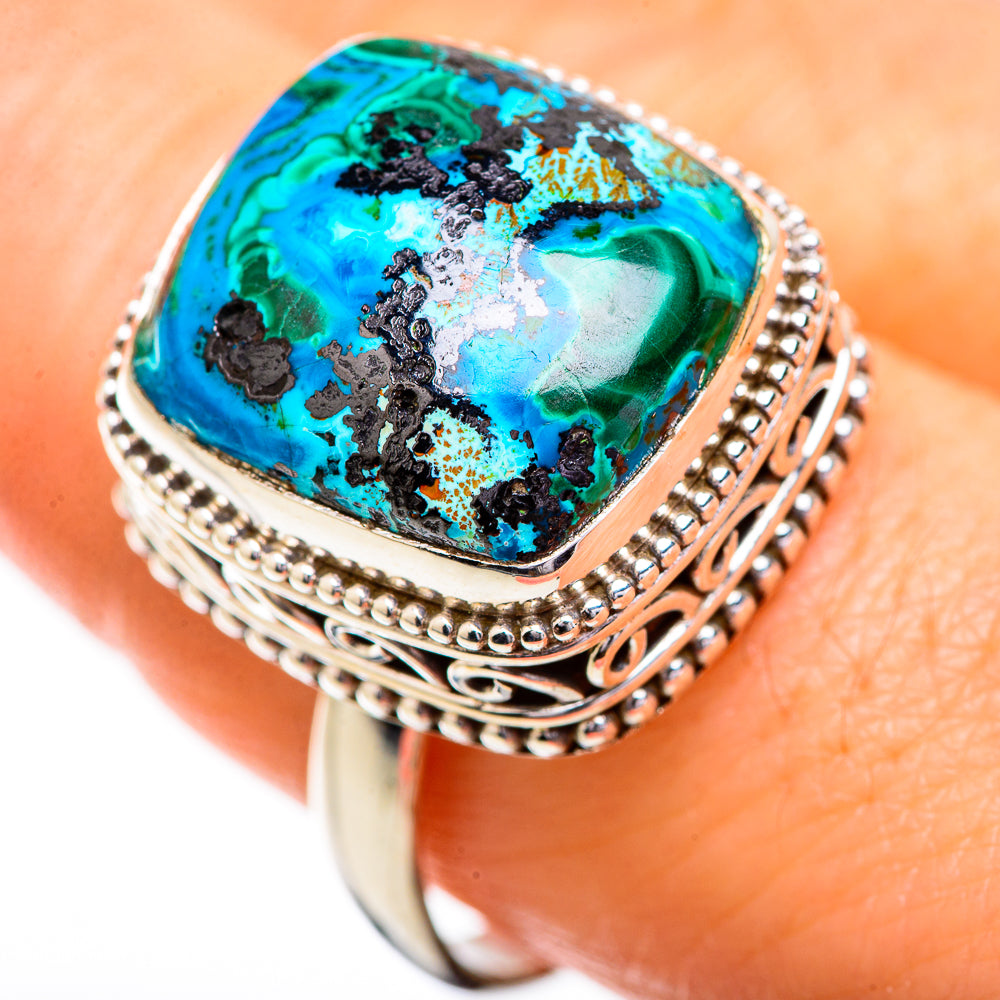 Malachite In Chrysocolla Rings handcrafted by Anasilvercos - RING129651
