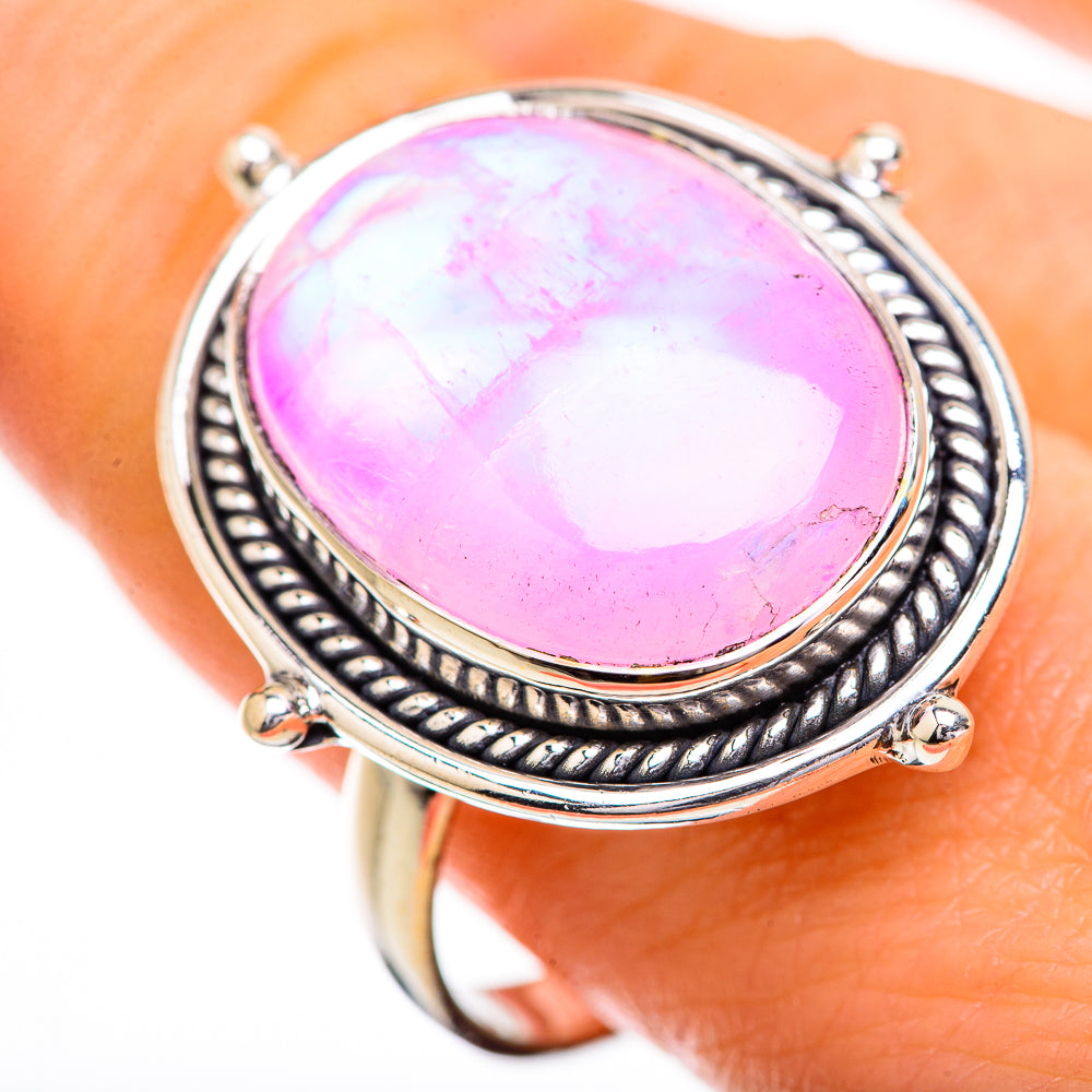 Pink Moonstone Rings handcrafted by Anasilvercos - RING129668