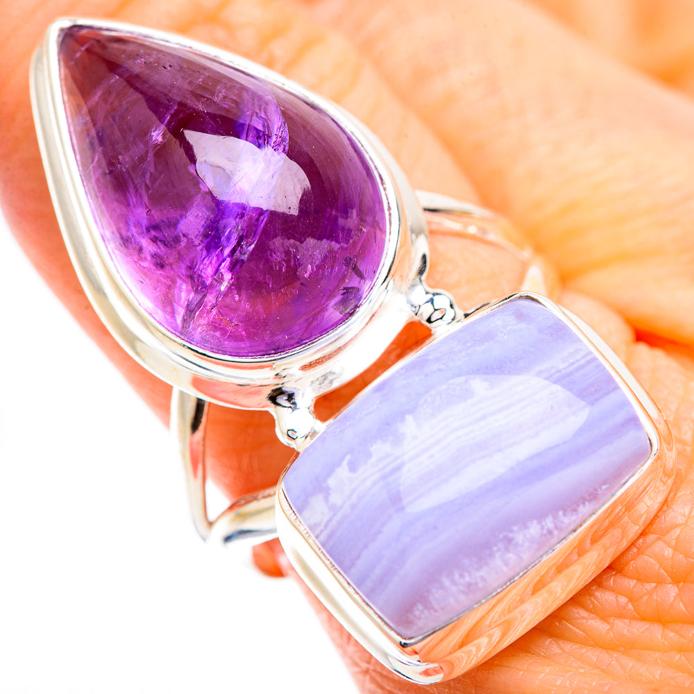 Blue Lace Agate Rings handcrafted by Anasilvercos - RING129674
