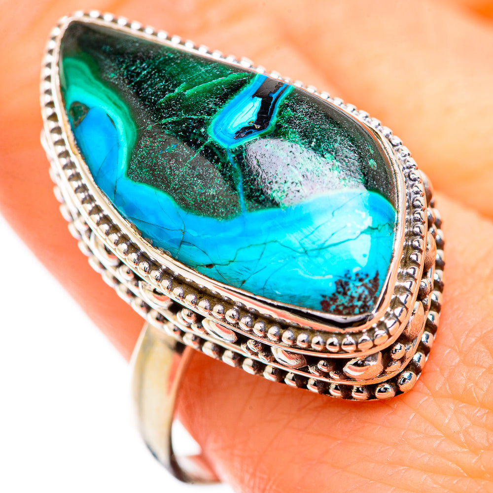 Malachite In Chrysocolla Rings handcrafted by Anasilvercos - RING129678