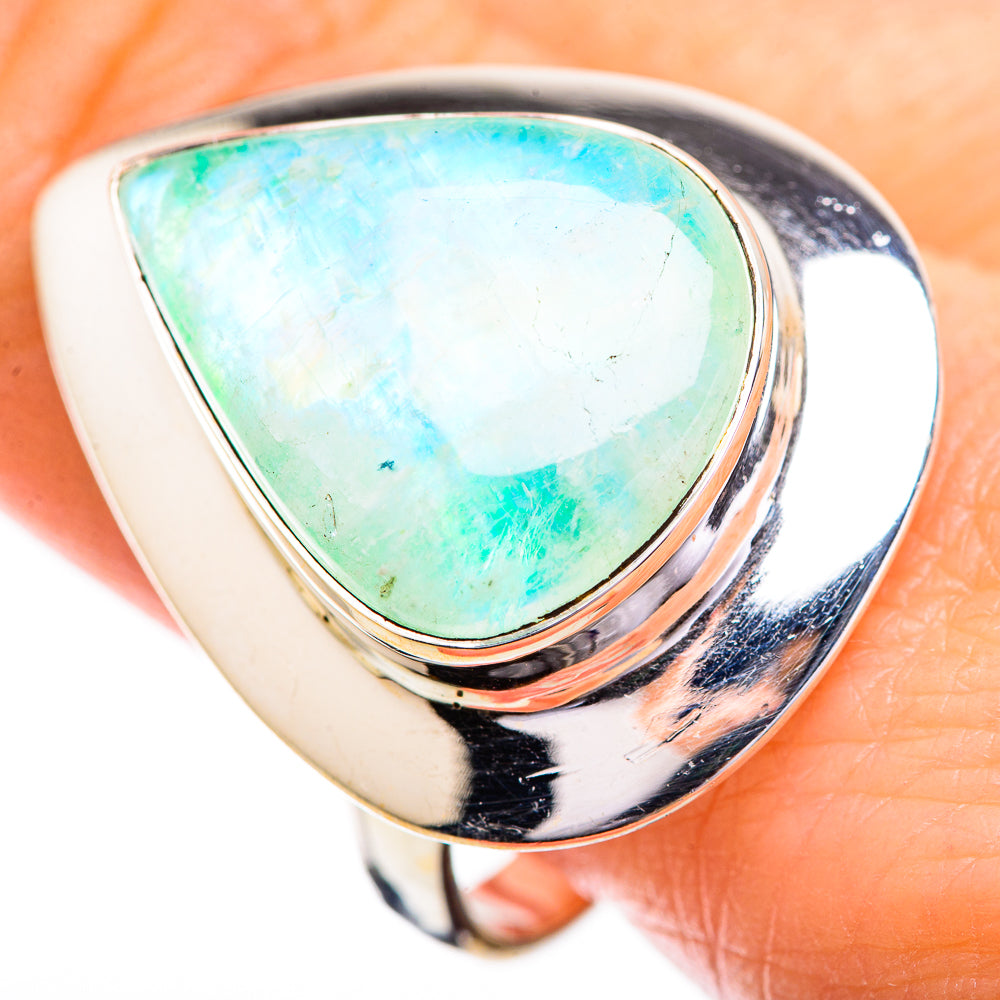 Green Moonstone Rings handcrafted by Anasilvercos - RING129687