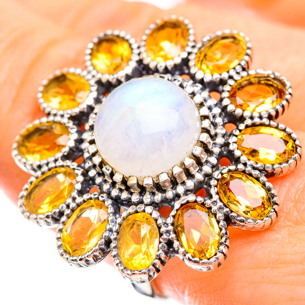 Rainbow Moonstone Rings handcrafted by Anasilvercos - RING129688