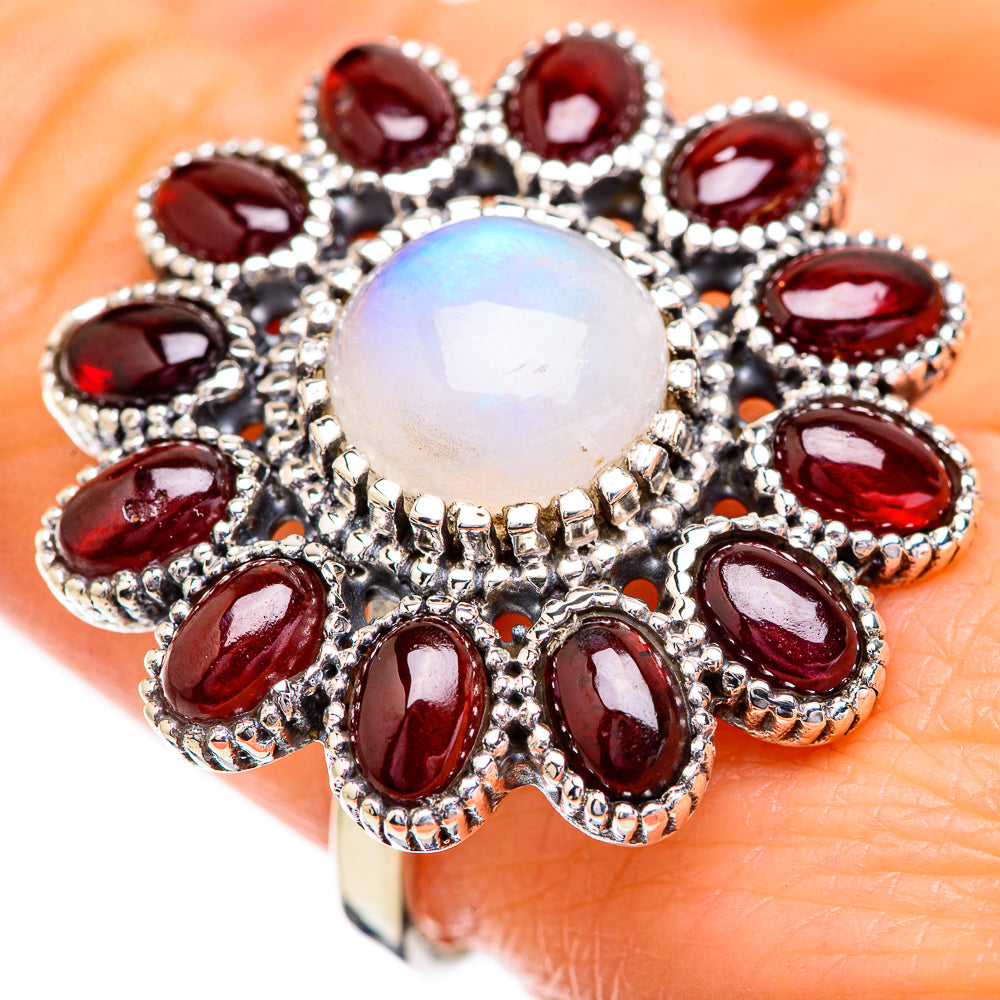 Rainbow Moonstone Rings handcrafted by Anasilvercos - RING129691