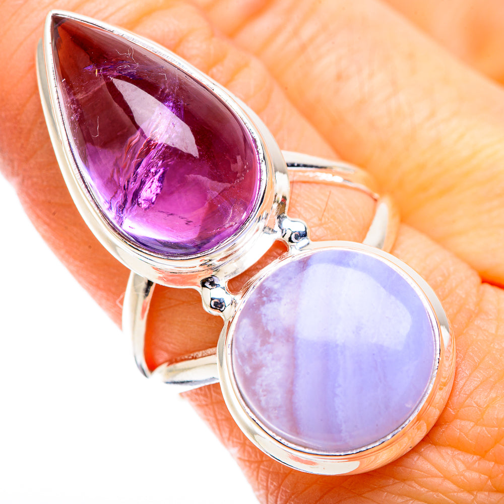 Blue Lace Agate Rings handcrafted by Anasilvercos - RING129692