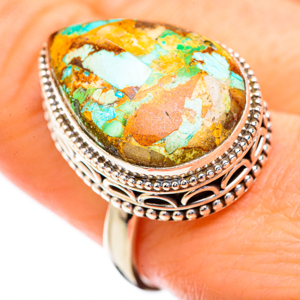Blue Copper Composite Turquoise Rings handcrafted by Anasilvercos - RING129698