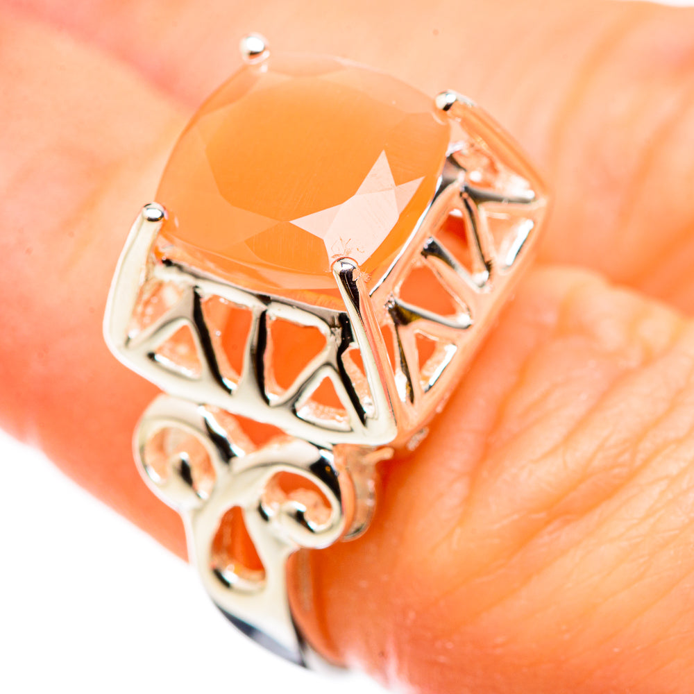 Peach Moonstone Rings handcrafted by Anasilvercos - RING129717