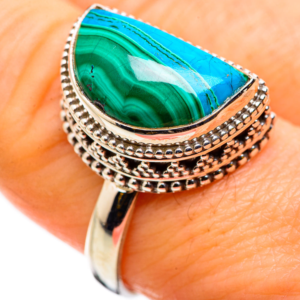 Malachite In Chrysocolla Rings handcrafted by Anasilvercos - RING129753