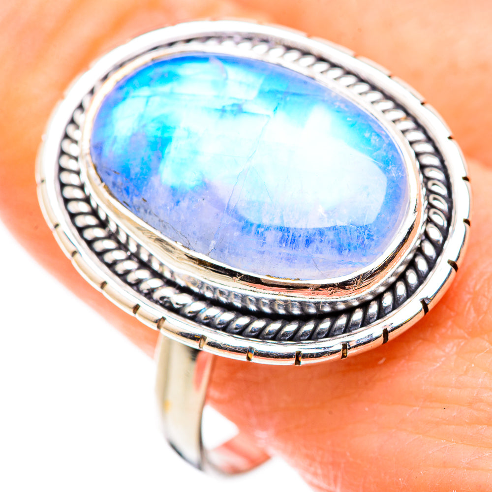 Rainbow Moonstone Rings handcrafted by Anasilvercos - RING129785