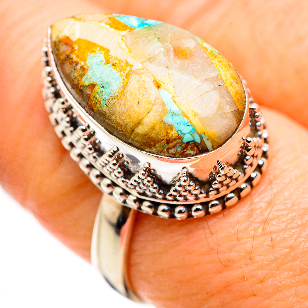 Blue Copper Composite Turquoise Rings handcrafted by Anasilvercos - RING129797