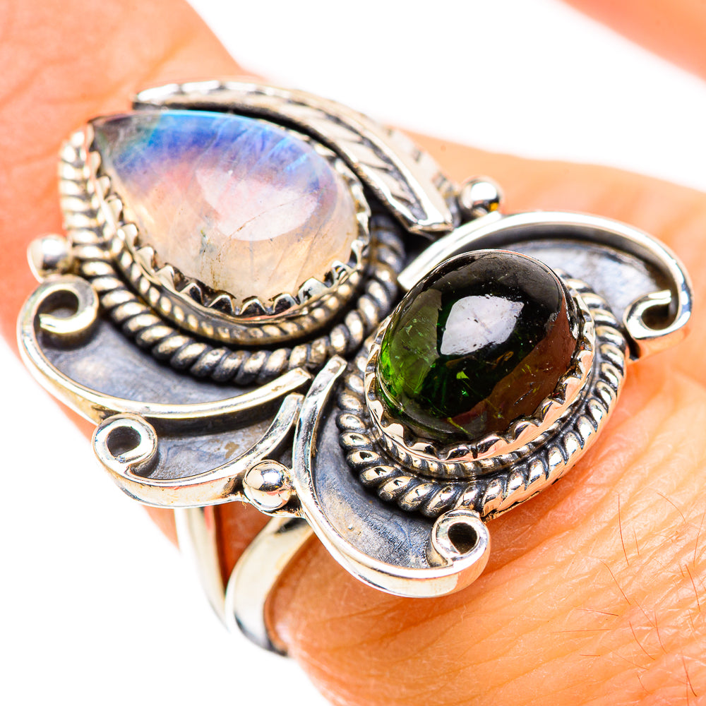 Rainbow Moonstone Rings handcrafted by Anasilvercos - RING129811