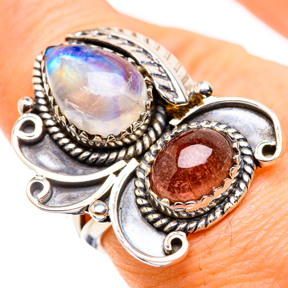 Rainbow Moonstone Rings handcrafted by Anasilvercos - RING129817