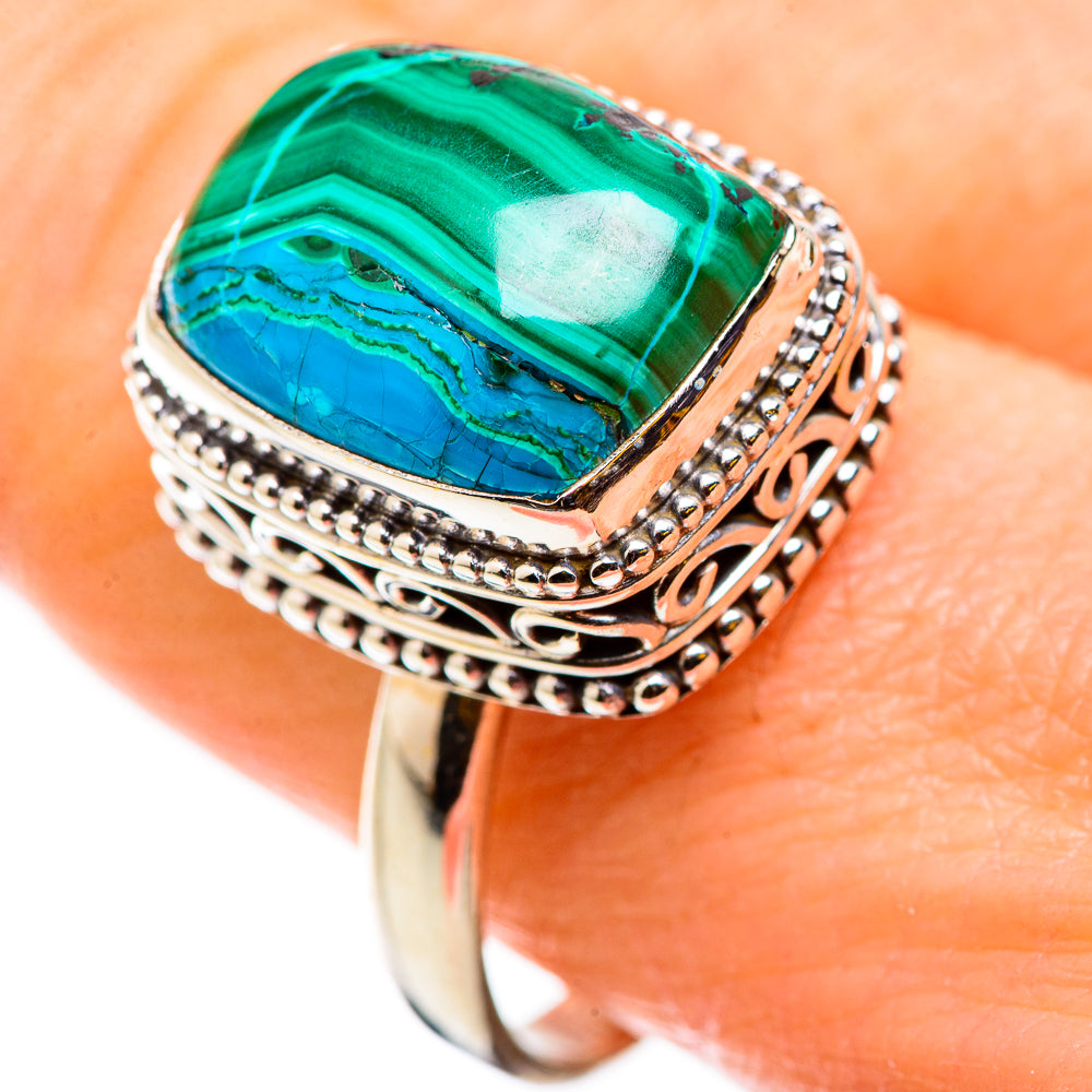 Malachite In Chrysocolla Rings handcrafted by Anasilvercos - RING129822