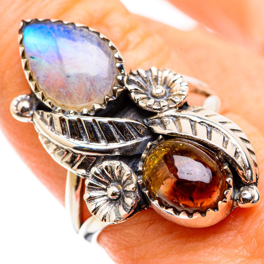 Rainbow Moonstone Rings handcrafted by Anasilvercos - RING129824