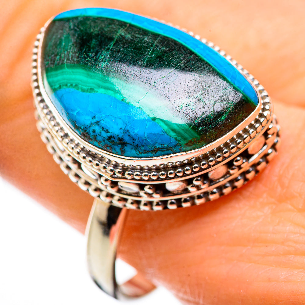 Malachite In Chrysocolla Rings handcrafted by Anasilvercos - RING129825