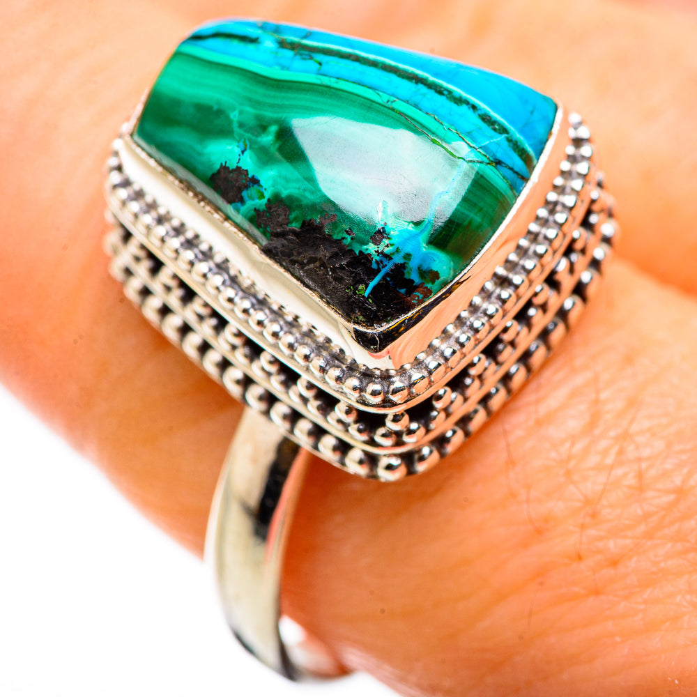 Malachite In Chrysocolla Rings handcrafted by Anasilvercos - RING129827
