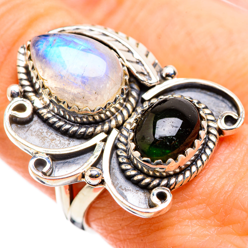Rainbow Moonstone Rings handcrafted by Anasilvercos - RING129833
