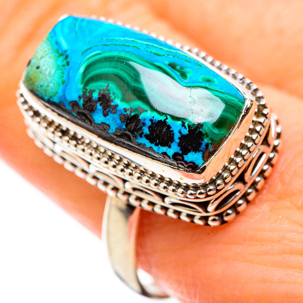 Malachite In Chrysocolla Rings handcrafted by Anasilvercos - RING129844