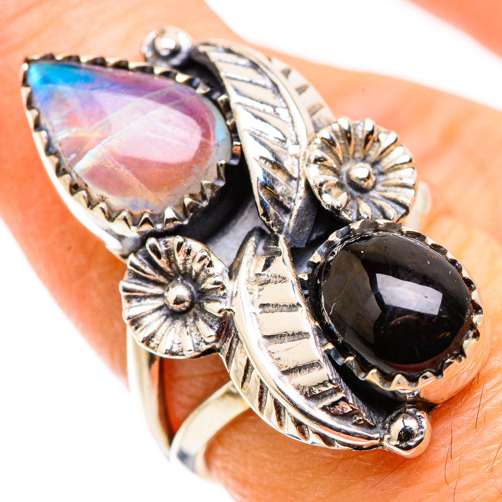 Rainbow Moonstone Rings handcrafted by Anasilvercos - RING129847