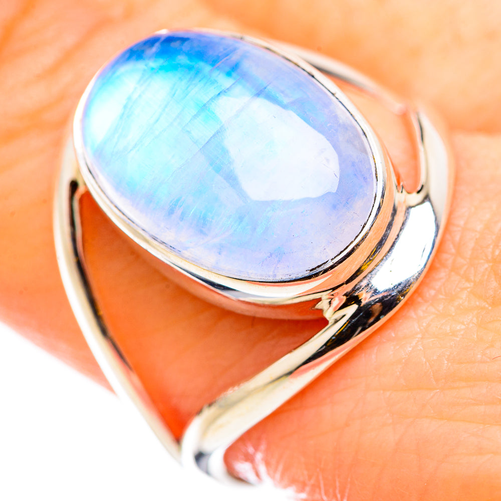 Rainbow Moonstone Rings handcrafted by Anasilvercos - RING129852