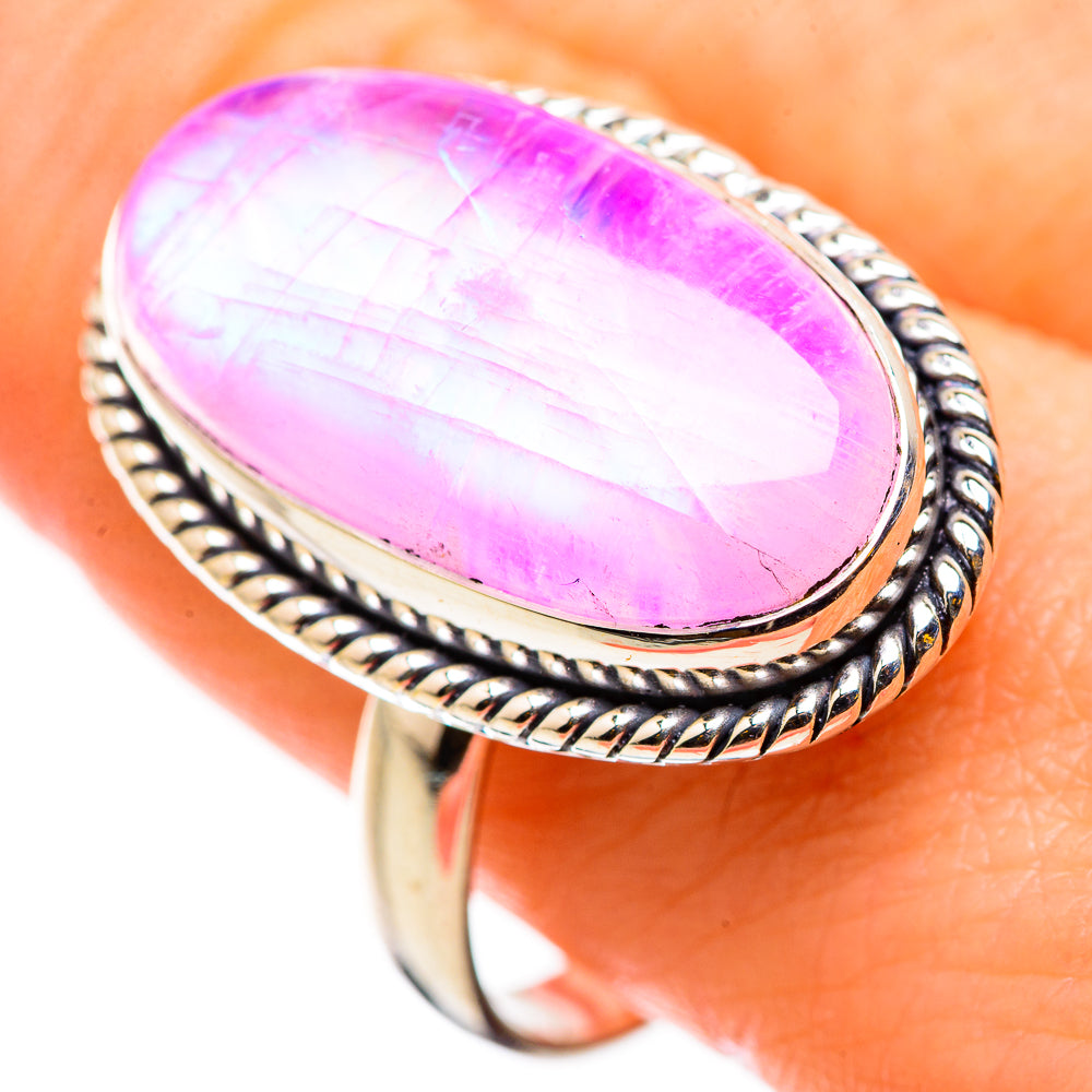 Pink Moonstone Rings handcrafted by Anasilvercos - RING129858