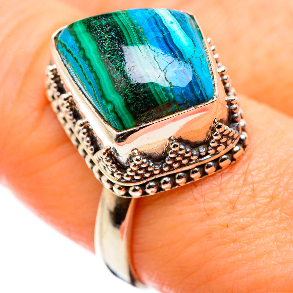 Malachite In Chrysocolla Rings handcrafted by Anasilvercos - RING129861