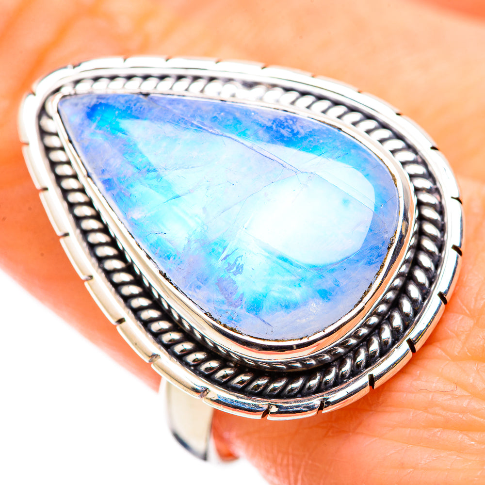 Rainbow Moonstone Rings handcrafted by Anasilvercos - RING129874