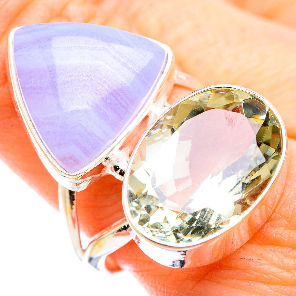 Blue Lace Agate Rings handcrafted by Anasilvercos - RING129878