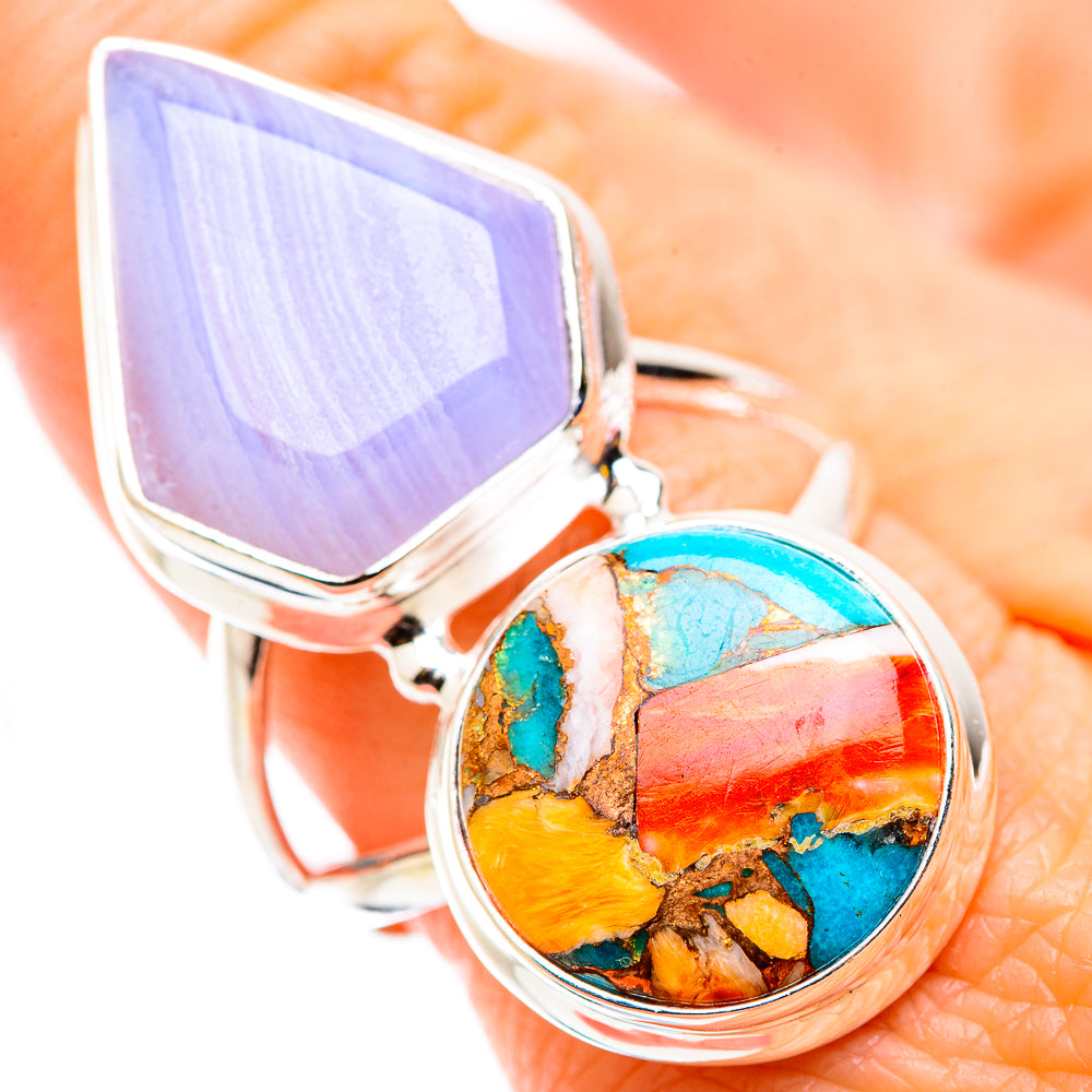 Blue Lace Agate Rings handcrafted by Anasilvercos - RING129895