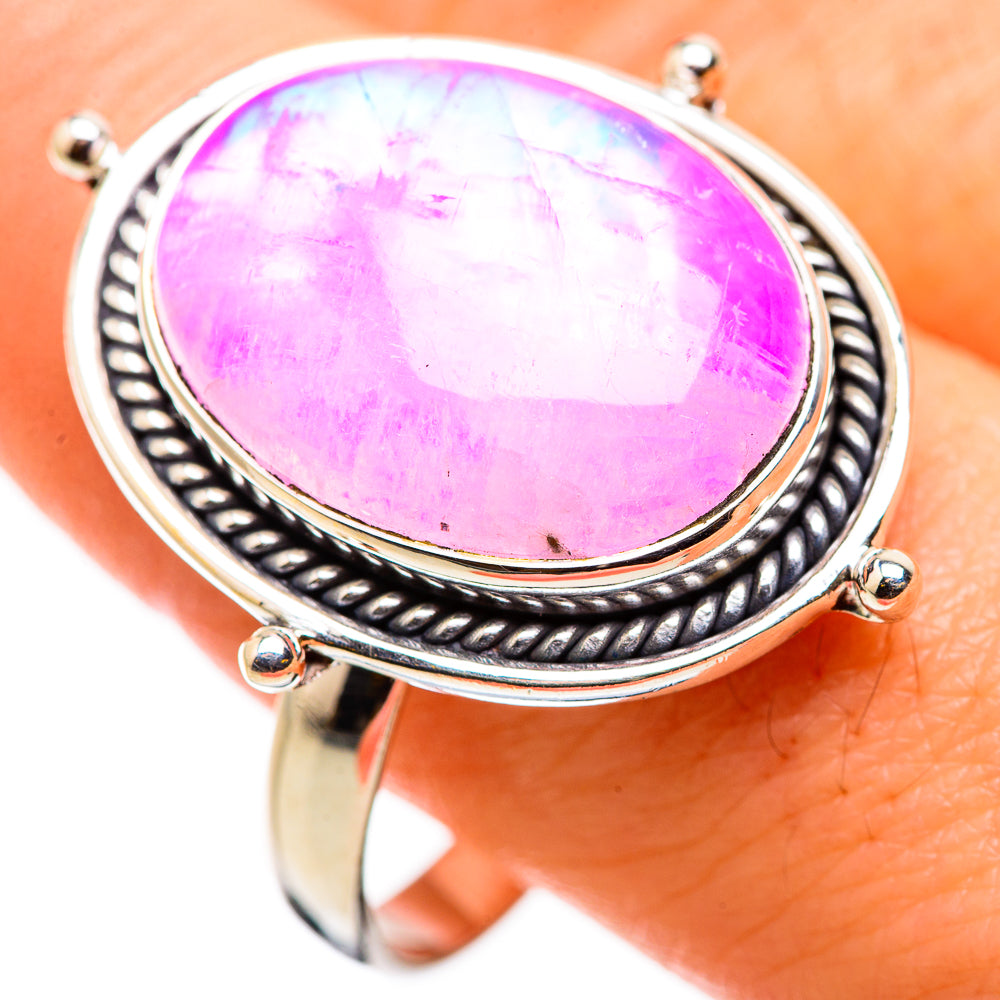 Pink Moonstone Rings handcrafted by Anasilvercos - RING129909