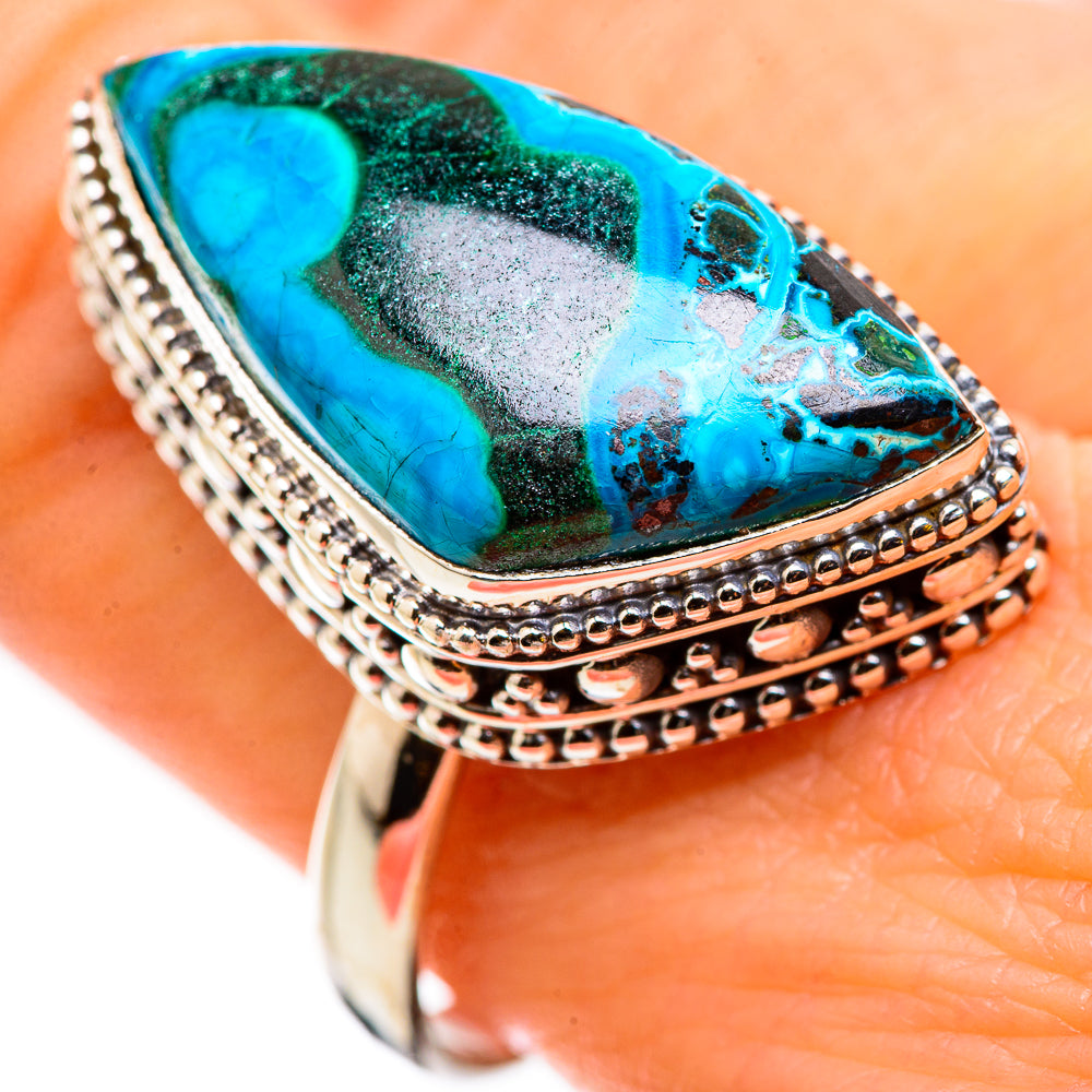 Malachite In Chrysocolla Rings handcrafted by Anasilvercos - RING129915