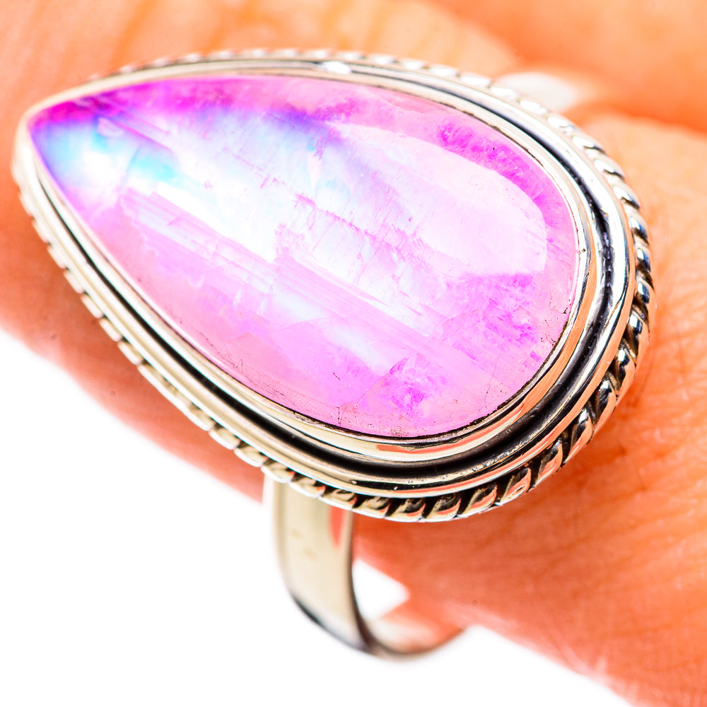Pink Moonstone Rings handcrafted by Anasilvercos - RING129959