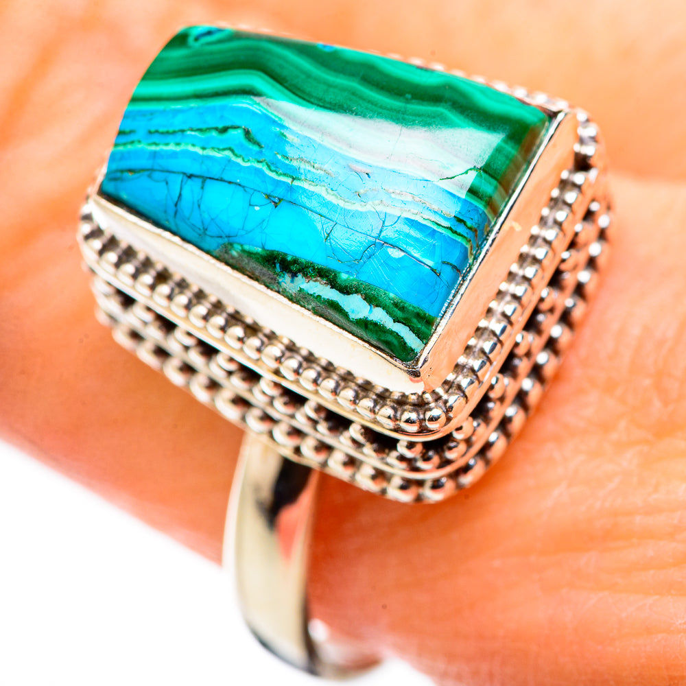Malachite In Chrysocolla Rings handcrafted by Anasilvercos - RING129991