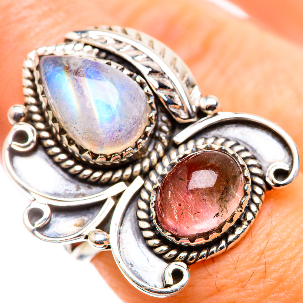 Rainbow Moonstone Rings handcrafted by Anasilvercos - RING130009