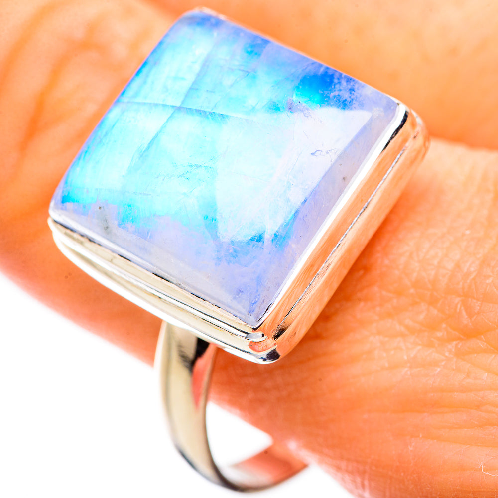 Rainbow Moonstone Rings handcrafted by Anasilvercos - RING130022
