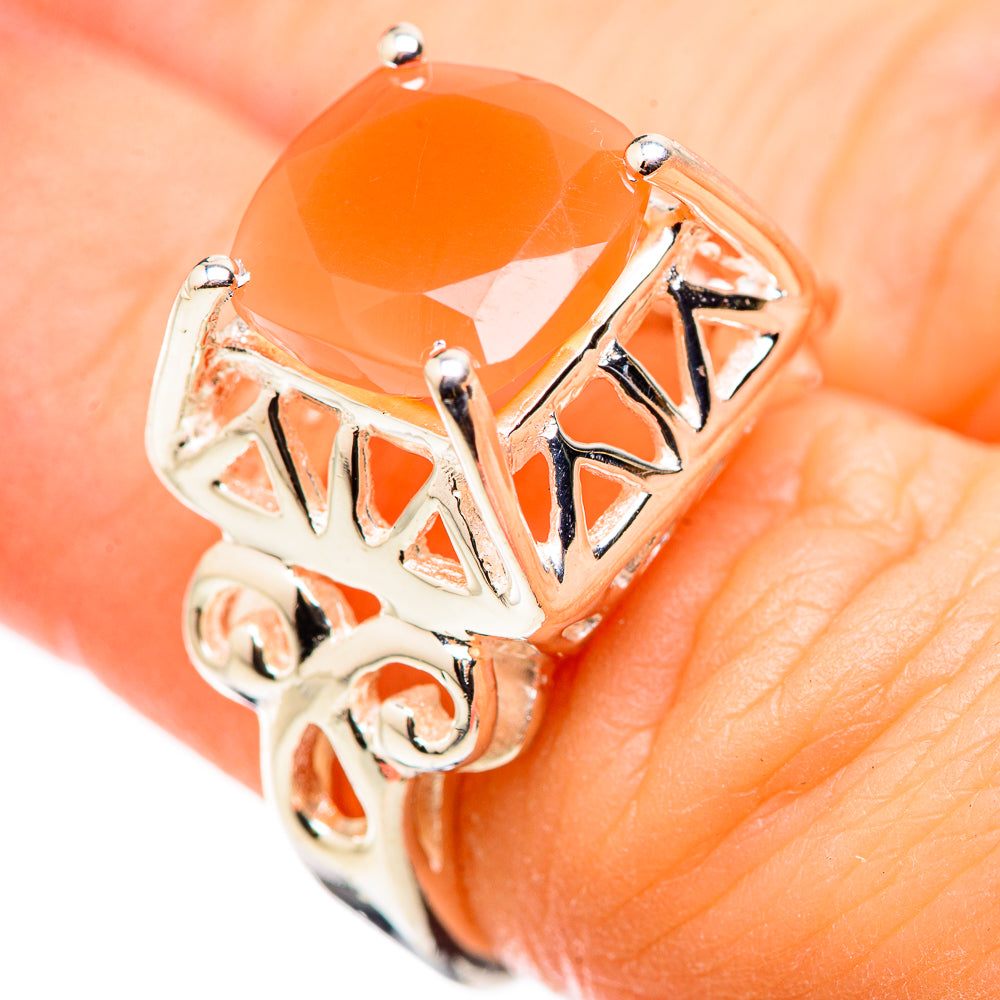 Peach Moonstone Rings handcrafted by Anasilvercos - RING130027