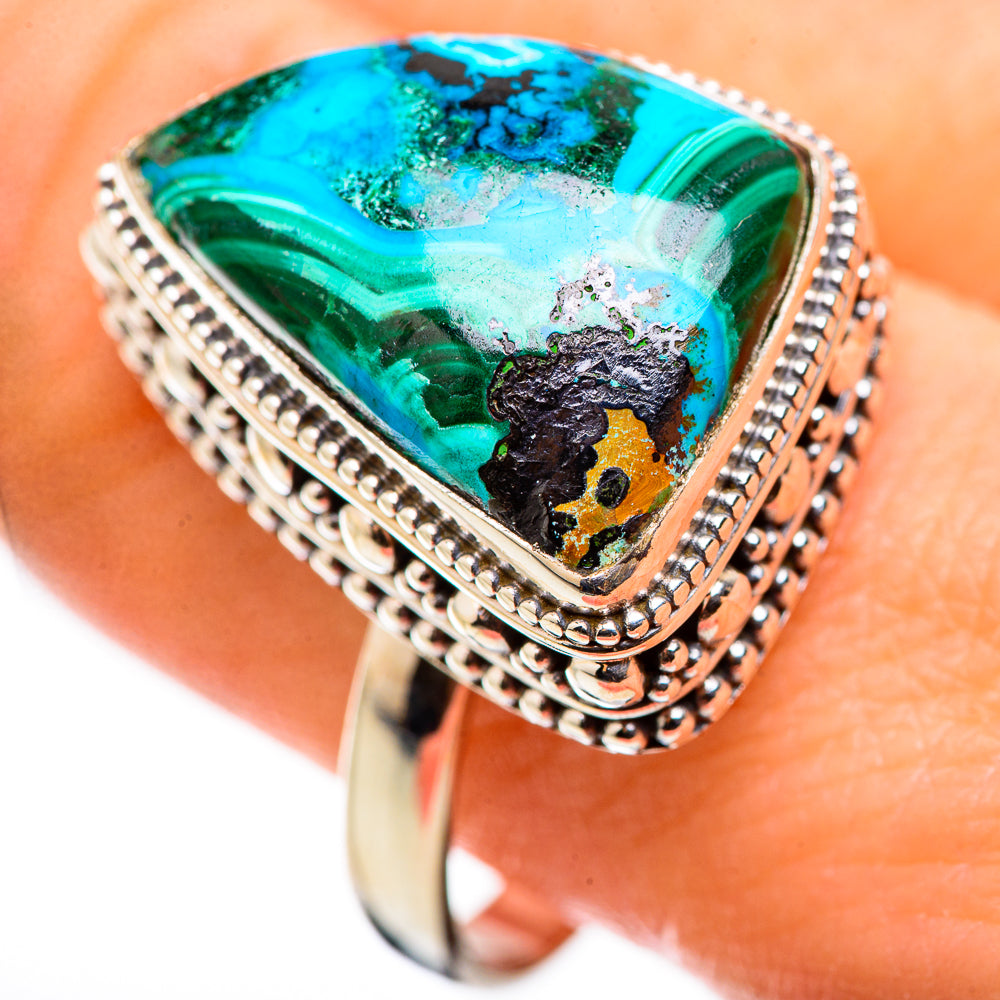 Malachite In Chrysocolla Rings handcrafted by Anasilvercos - RING130037