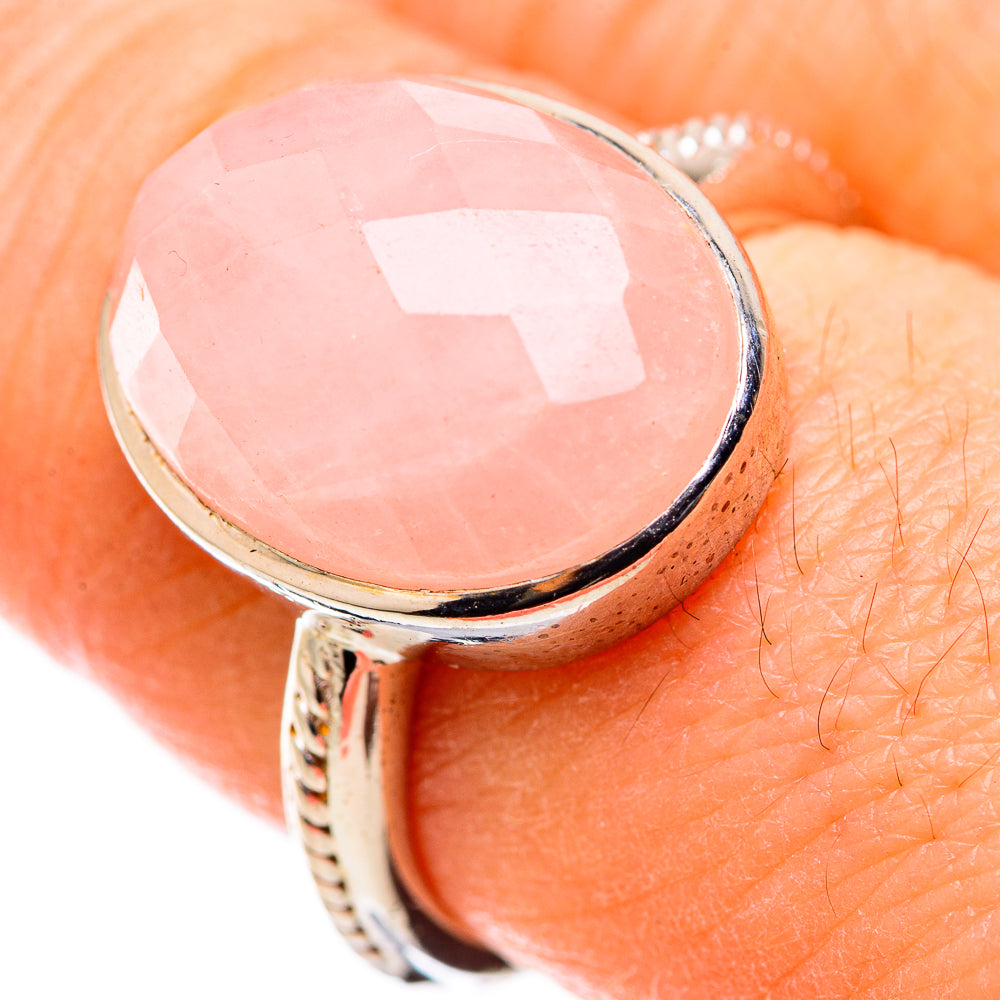 Rose Quartz Rings handcrafted by Anasilvercos - RING130052