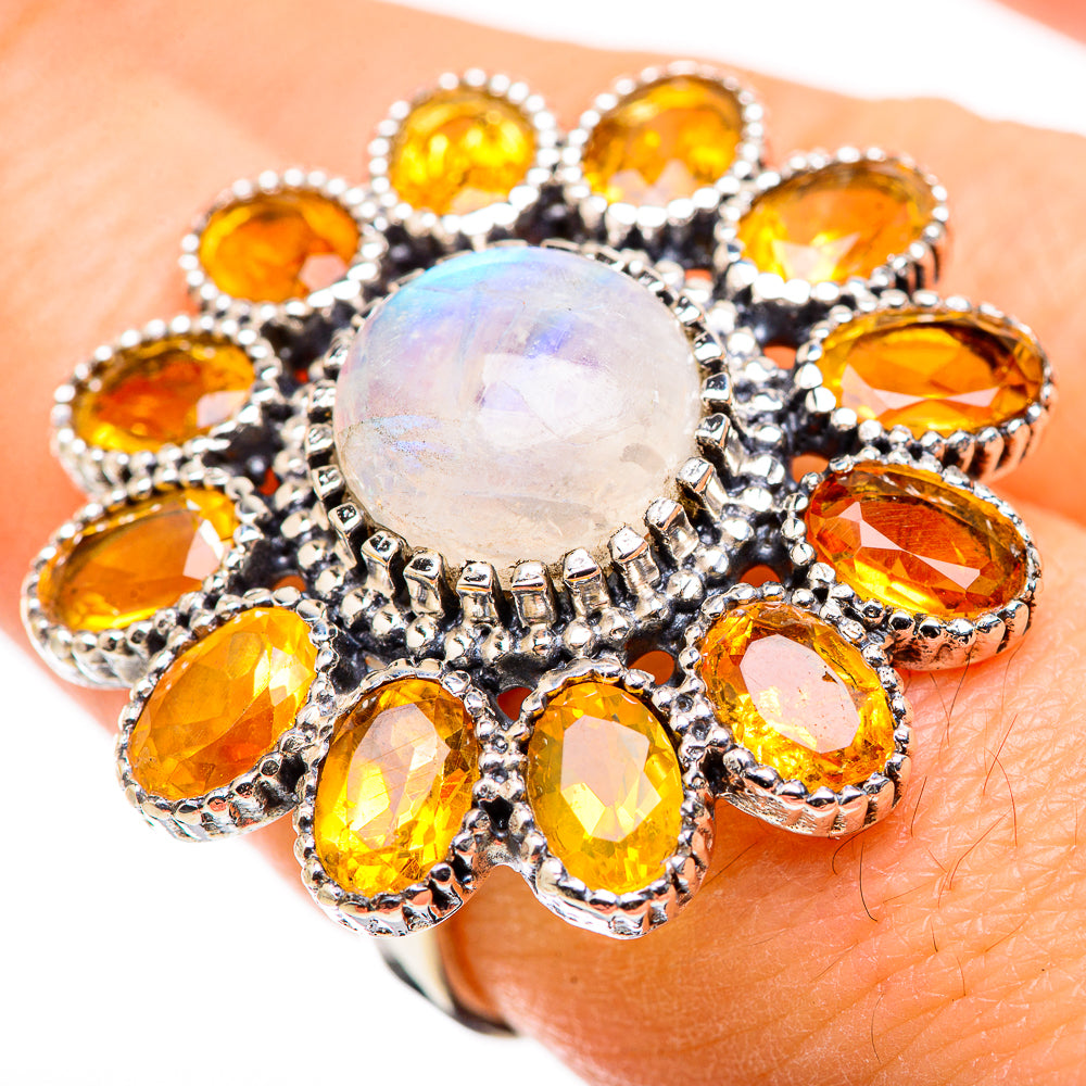 Rainbow Moonstone Rings handcrafted by Anasilvercos - RING130077