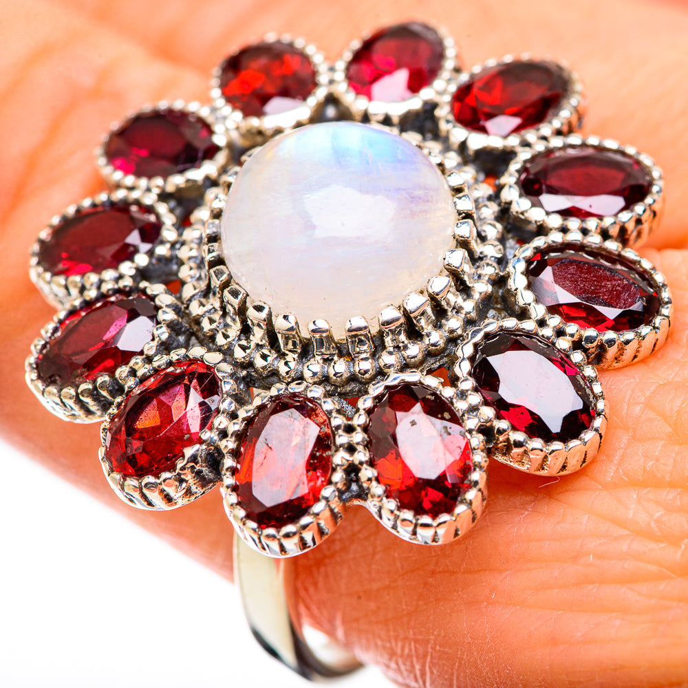 Rainbow Moonstone Rings handcrafted by Anasilvercos - RING130080