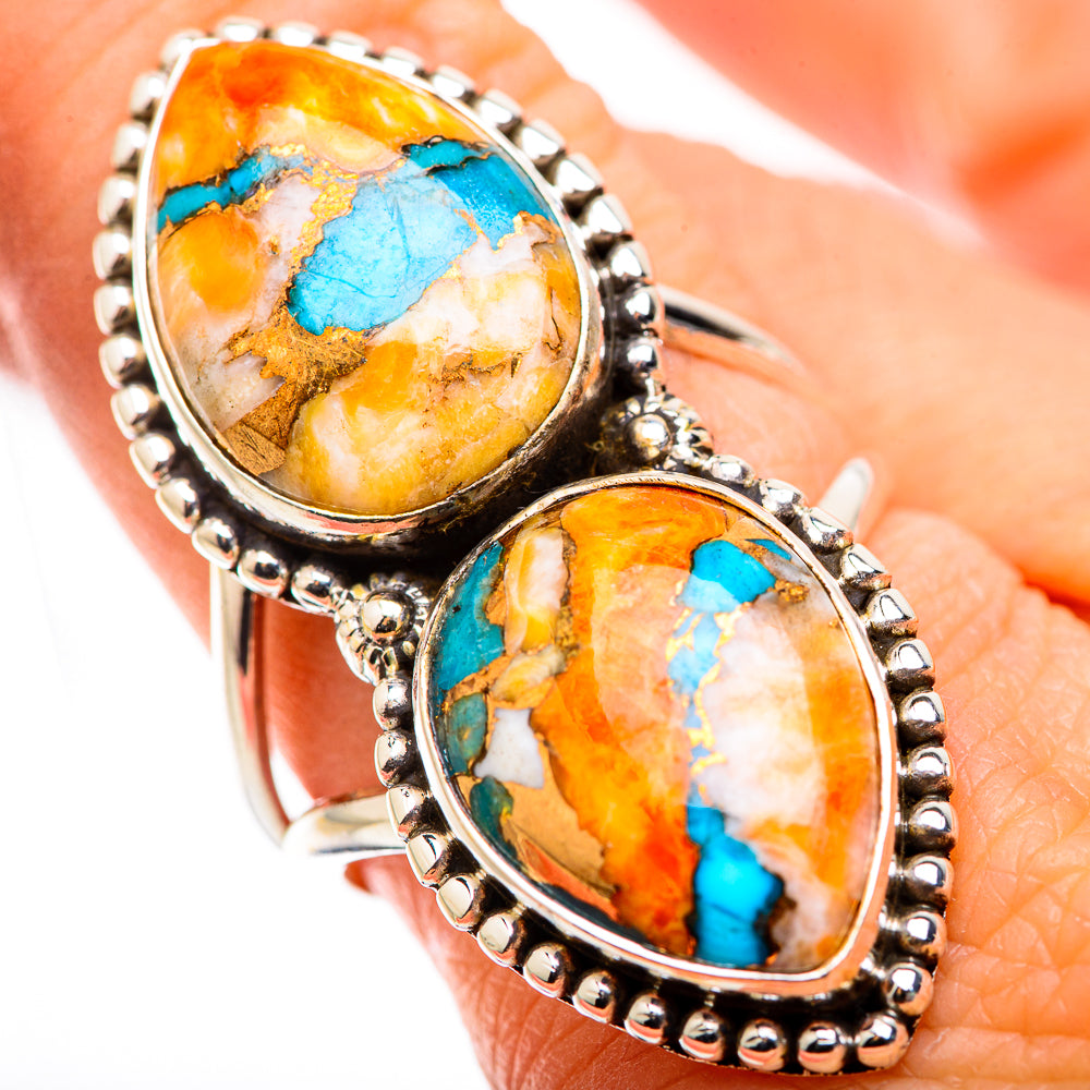 Spiny Oyster Turquoise Rings handcrafted by Anasilvercos - RING130088