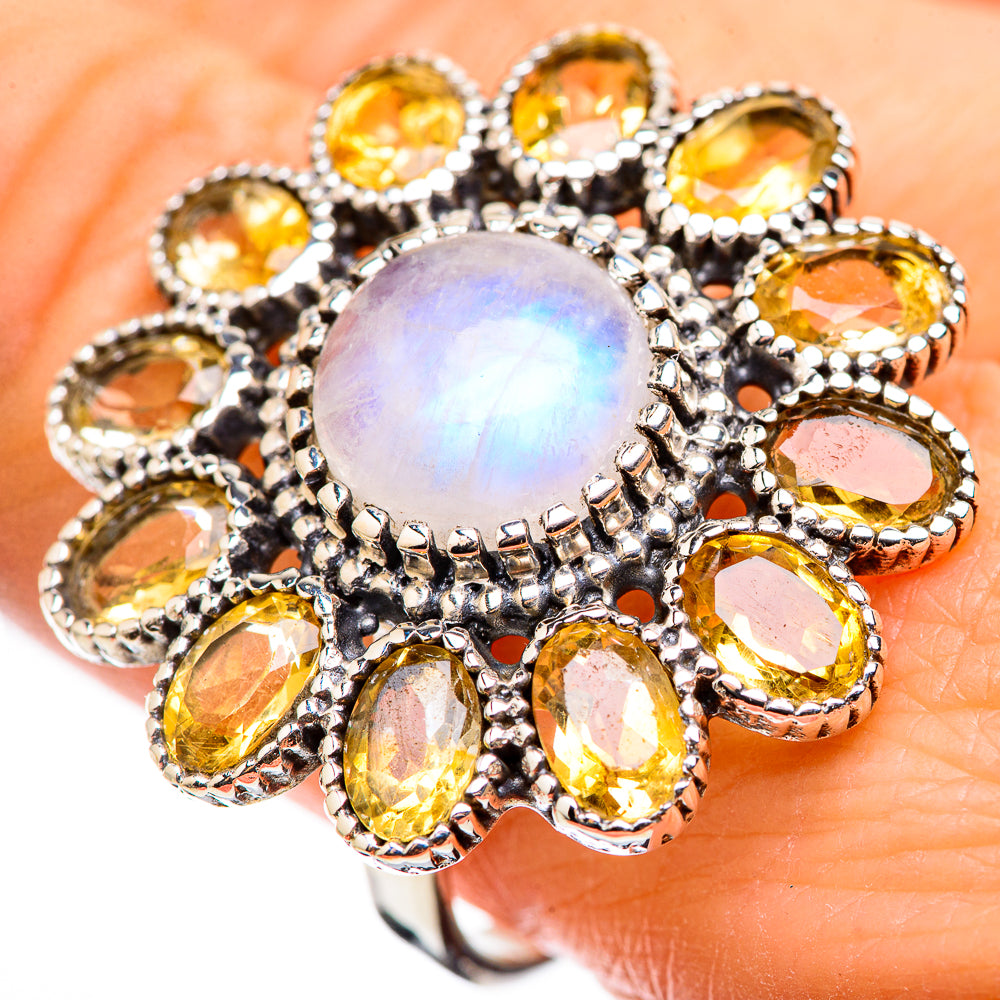 Rainbow Moonstone Rings handcrafted by Anasilvercos - RING130105