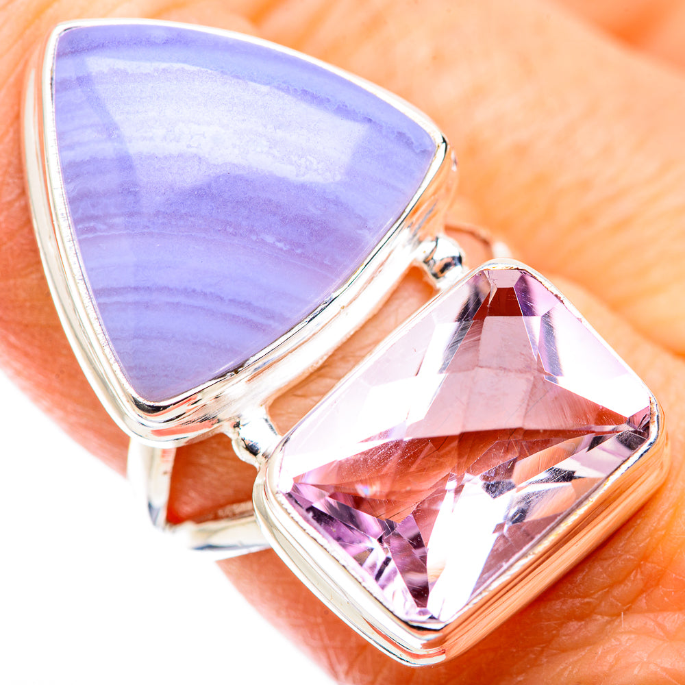 Blue Lace Agate Rings handcrafted by Anasilvercos - RING130115