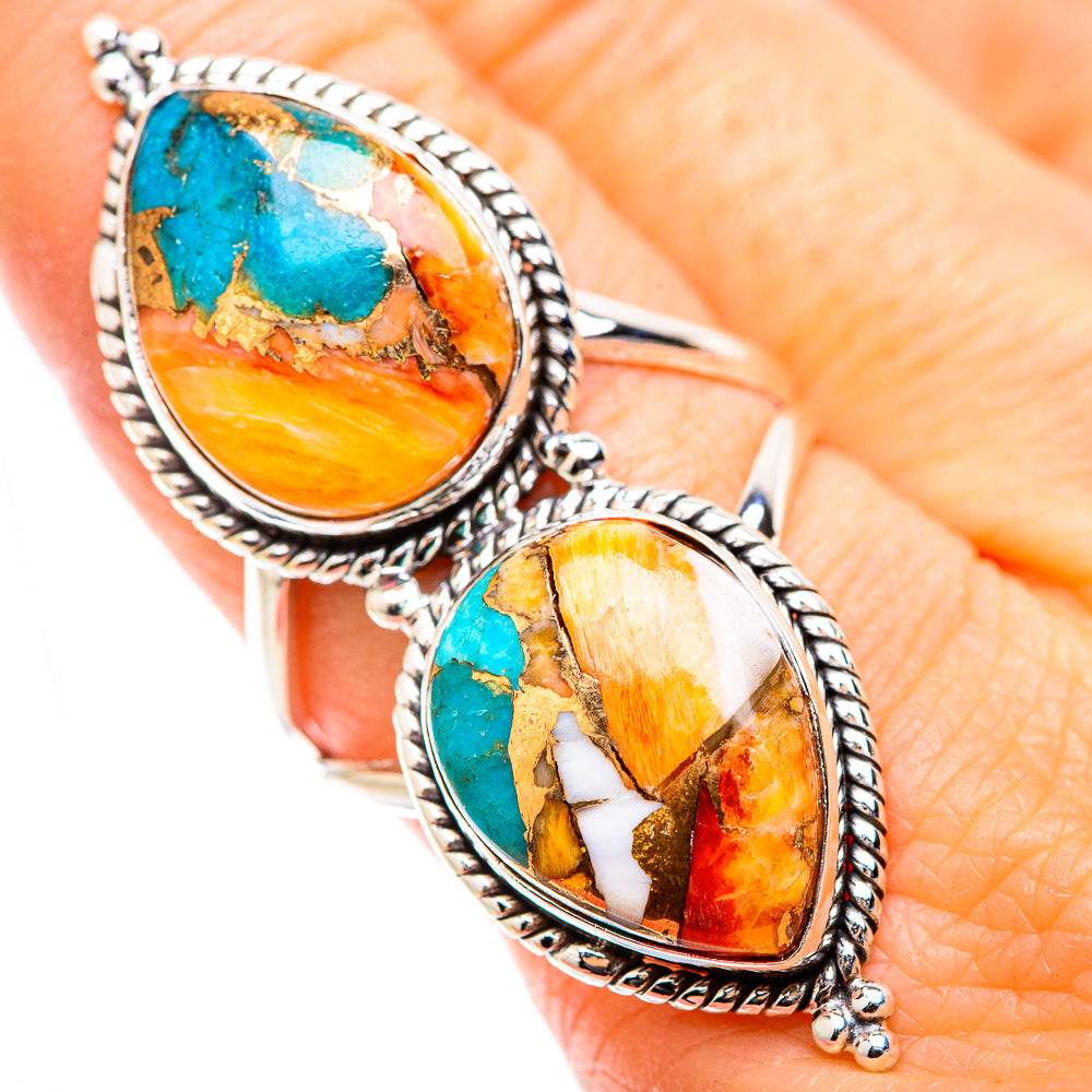 Spiny Oyster Turquoise Rings handcrafted by Anasilvercos - RING130118