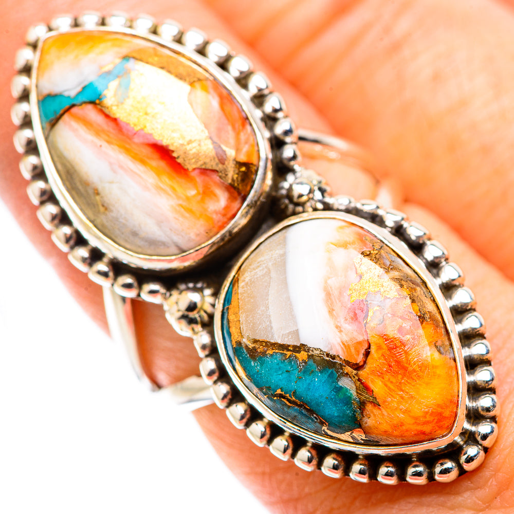 Spiny Oyster Turquoise Rings handcrafted by Anasilvercos - RING130120