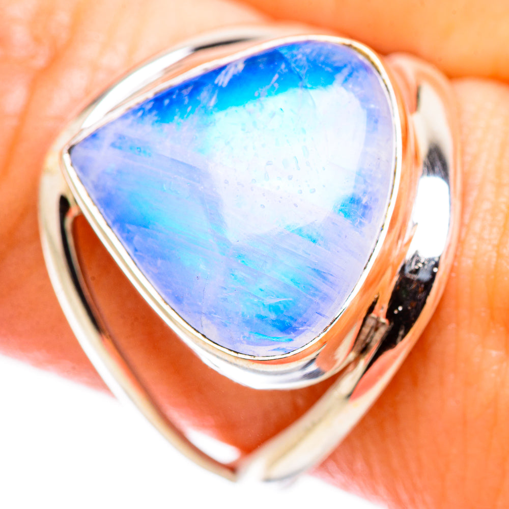 Rainbow Moonstone Rings handcrafted by Anasilvercos - RING130125