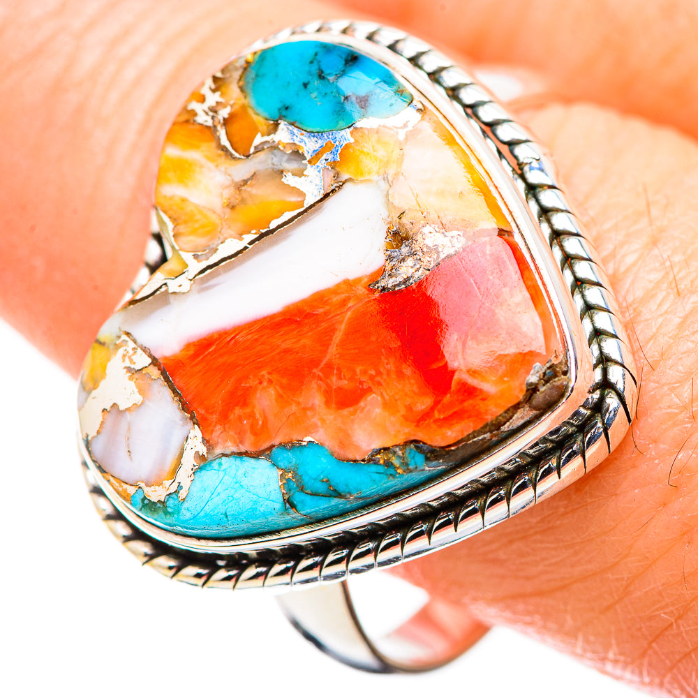 Spiny Oyster Turquoise Rings handcrafted by Anasilvercos - RING130170